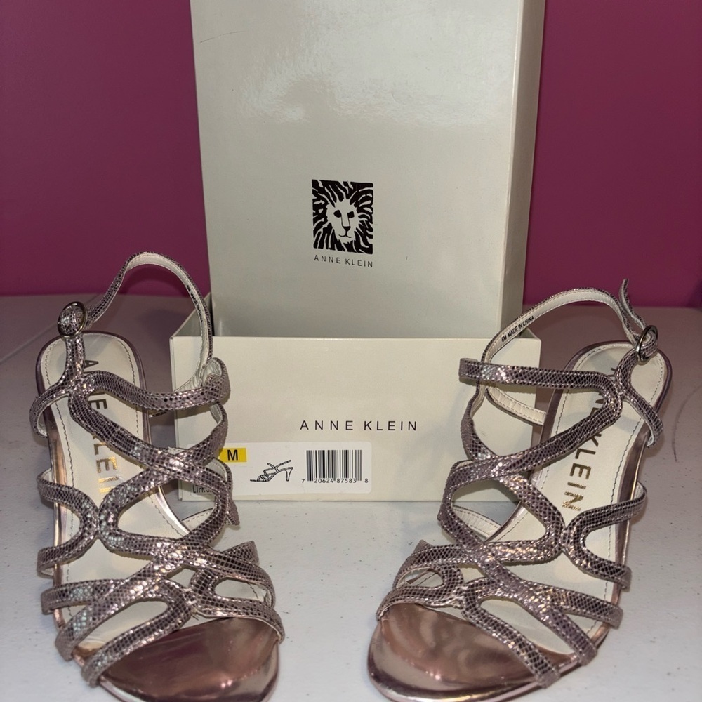 Anne Klein Women's Metallic Strappy Heels - Picture 2 of 9